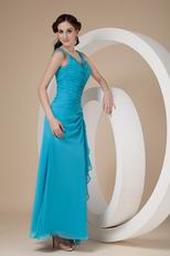 Ankle-length Straps Teal Chiffon Prom Dress Stores Online