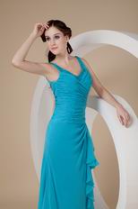 Ankle-length Straps Teal Chiffon Prom Dress Stores Online