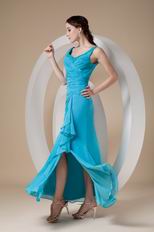 Ankle-length Straps Teal Chiffon Prom Dress Stores Online