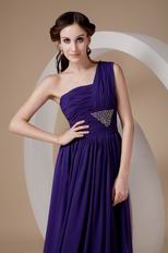 Indigo One Shoulder Floor-length Skirt 2014 Designer Prom Dress