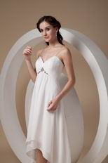 Cheap Spaghetti Straps White Chiffon High-low Prom Dress