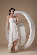 Cheap Spaghetti Straps White Chiffon High-low Prom Dress