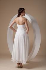 Cheap Spaghetti Straps White Chiffon High-low Prom Dress