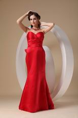 Not Expensive Bowknot Back Red Long Prom Party Dress
