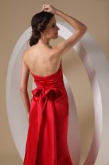 Not Expensive Bowknot Back Red Long Prom Party Dress