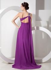 Cheap Purple Prom Dress With One Shoulder Side Split Skirt