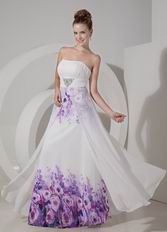 Sweetheart Elegant White Printed Fabric Prom Party Dress