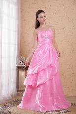 Flaring A-line Floor Length Hot Pink Sweetheart Prom Dress