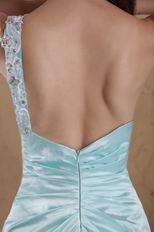 Light Blue One Shoulder Floor Length Skirt Prom Dress