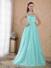 Popular Empire Halter Floor-length Aqua Beaded Lady Prom Dress