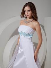 Strapless Empire Waist White Long Chiffon Skirt Prom Dress