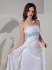 Strapless Empire Waist White Long Chiffon Skirt Prom Dress