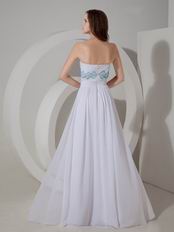 Strapless Empire Waist White Long Chiffon Skirt Prom Dress