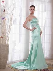 Strapless Court Train Amazing Prom Dresses In Apple Green