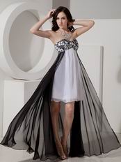 Black And White Short Front Long Back Skirt Prom Dress