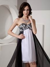 Black And White Short Front Long Back Skirt Prom Dress