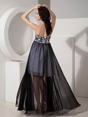 Black And White Short Front Long Back Skirt Prom Dress