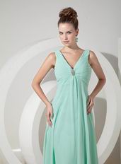 Cheap V-neck Apple Green Chiffon Crazy Prom Dress By Designer