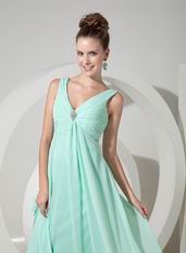 Cheap V-neck Apple Green Chiffon Crazy Prom Dress By Designer