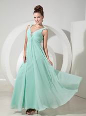 Cheap V-neck Apple Green Chiffon Crazy Prom Dress By Designer