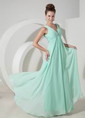 Cheap V-neck Apple Green Chiffon Crazy Prom Dress By Designer