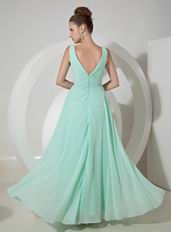 Cheap V-neck Apple Green Chiffon Crazy Prom Dress By Designer