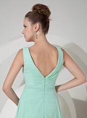 Cheap V-neck Apple Green Chiffon Crazy Prom Dress By Designer