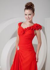 V-Neck Scarlet Top Designer Beautiful Prom Dress For Juniors