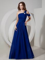 Royal Blue Chiffon Single One Shoulder A-line Prom Dress