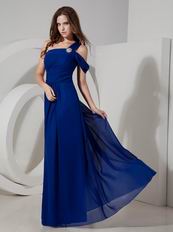 Royal Blue Chiffon Single One Shoulder A-line Prom Dress