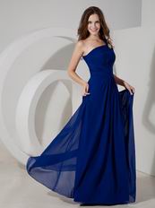 Royal Blue Chiffon Single One Shoulder A-line Prom Dress