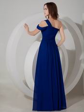 Royal Blue Chiffon Single One Shoulder A-line Prom Dress