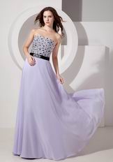 Strapless Lavender Chiffon Prom Dress With Crystals Decorate