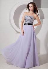 Strapless Lavender Chiffon Prom Dress With Crystals Decorate