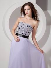 Strapless Lavender Chiffon Prom Dress With Crystals Decorate