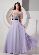 Strapless Lavender Chiffon Prom Dress With Crystals Decorate