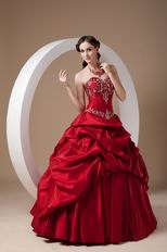 Embroidered Wine Red Floor-length Skirt Prom Ball Gown