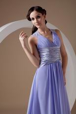 exy V-neck Open Back Design Lavender Dress To Prom Party