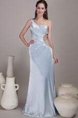 One Shoulder Show Waist Light Blue A Prom Dress Suppliers