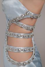 One Shoulder Show Waist Light Blue A Prom Dress Suppliers