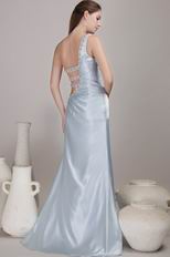 One Shoulder Show Waist Light Blue A Prom Dress Suppliers