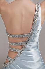 One Shoulder Show Waist Light Blue A Prom Dress Suppliers