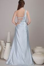 One Shoulder Show Waist Light Blue A Prom Dress Suppliers