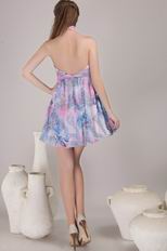 Printed Chiffon Fabric Short Prom Dress Halter Mini Skirt