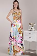 Backless Cross Back Colorful Printed Fabric Women In Prom Dresses