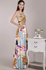 Backless Cross Back Colorful Printed Fabric Women In Prom Dresses