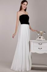 Black and White Strapless Chiffon Skirt Prom Dress For Discount