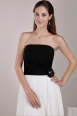 Black and White Strapless Chiffon Skirt Prom Dress For Discount