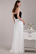 Black and White Strapless Chiffon Skirt Prom Dress For Discount