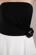 Black and White Strapless Chiffon Skirt Prom Dress For Discount